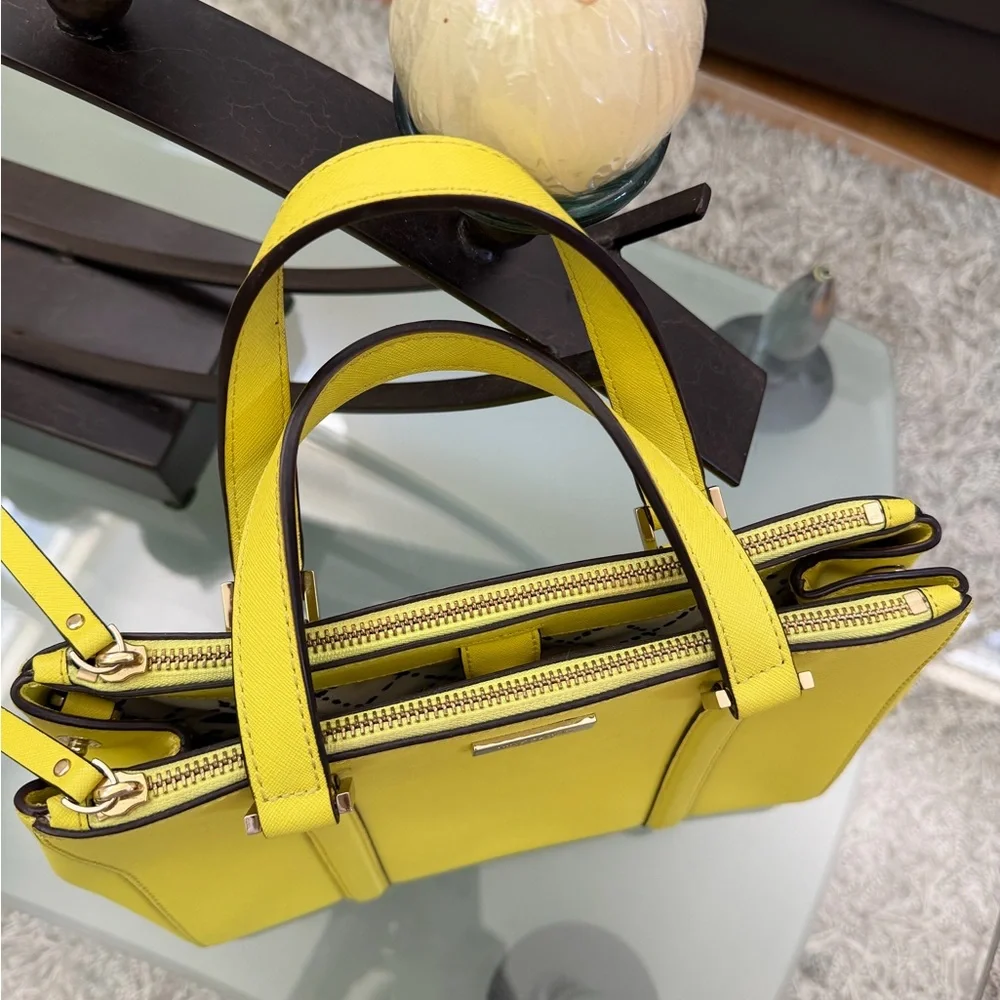 kate spade Yellow Saffiano Leather Satchel with Gold Hardware